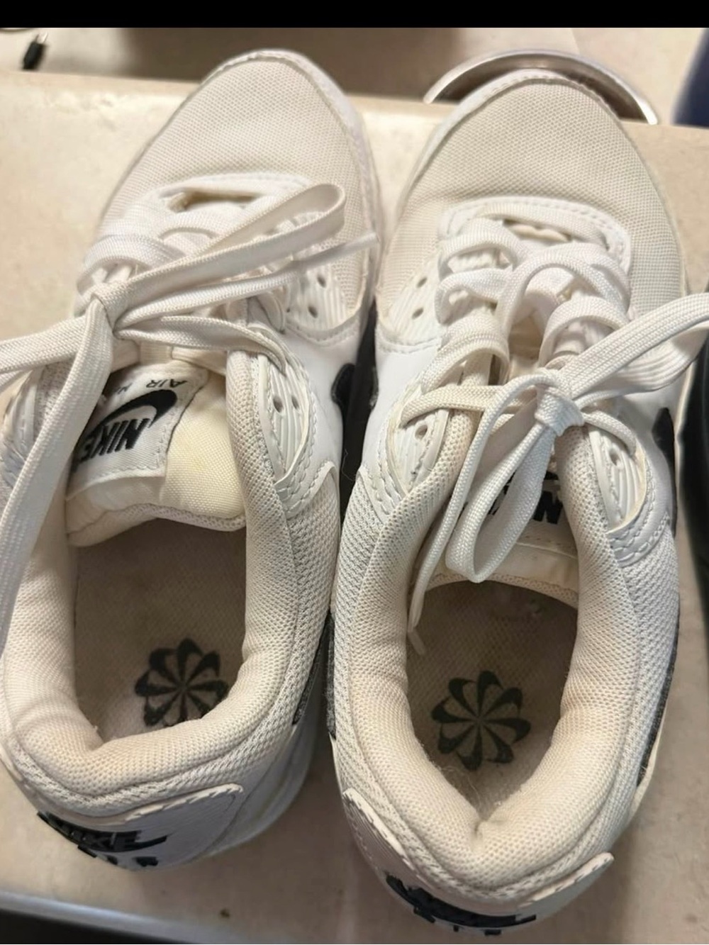 Nike Kids White Sneakers with Black Swoosh